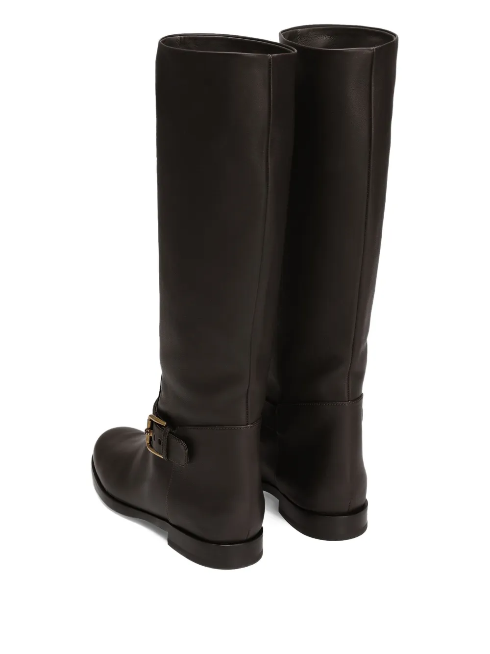Dolce & Gabbana buckle-strap leather boots Brown