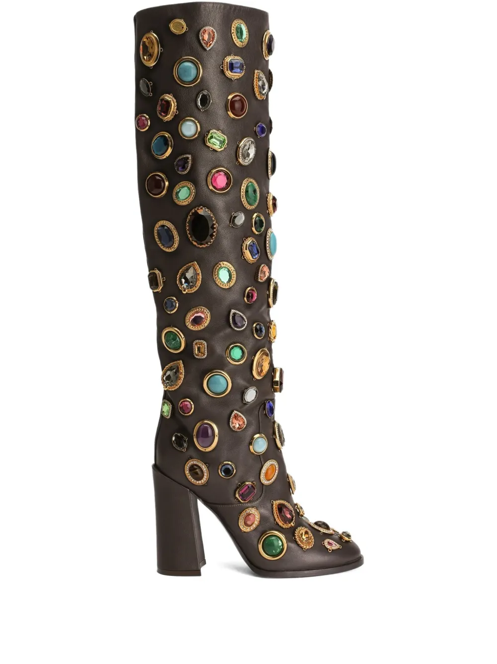 Dolce & Gabbana 105 mm laarzen verfraaid met edelstenen Bruin