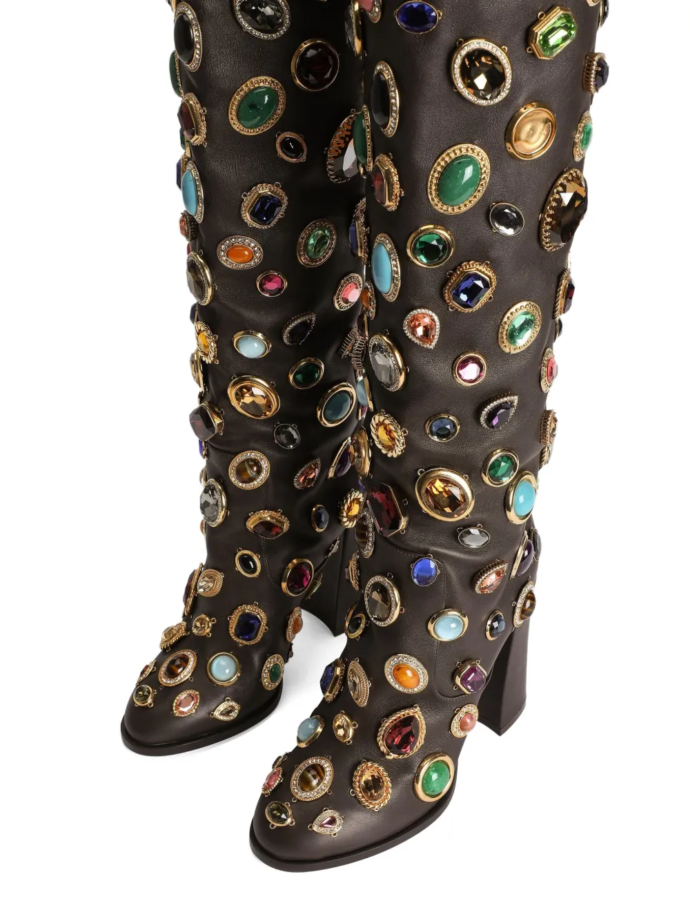 Dolce & Gabbana 105 mm laarzen verfraaid met edelstenen Bruin