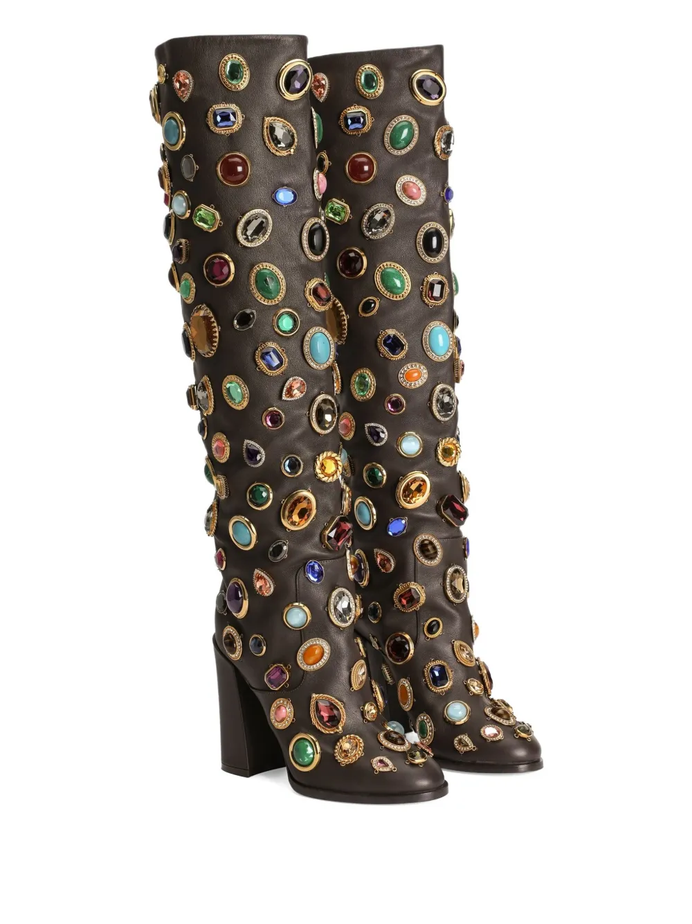Dolce & Gabbana 105 mm laarzen verfraaid met edelstenen Bruin