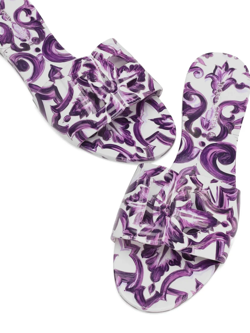 Dolce & Gabbana Slippers met Maiolica-print Wit
