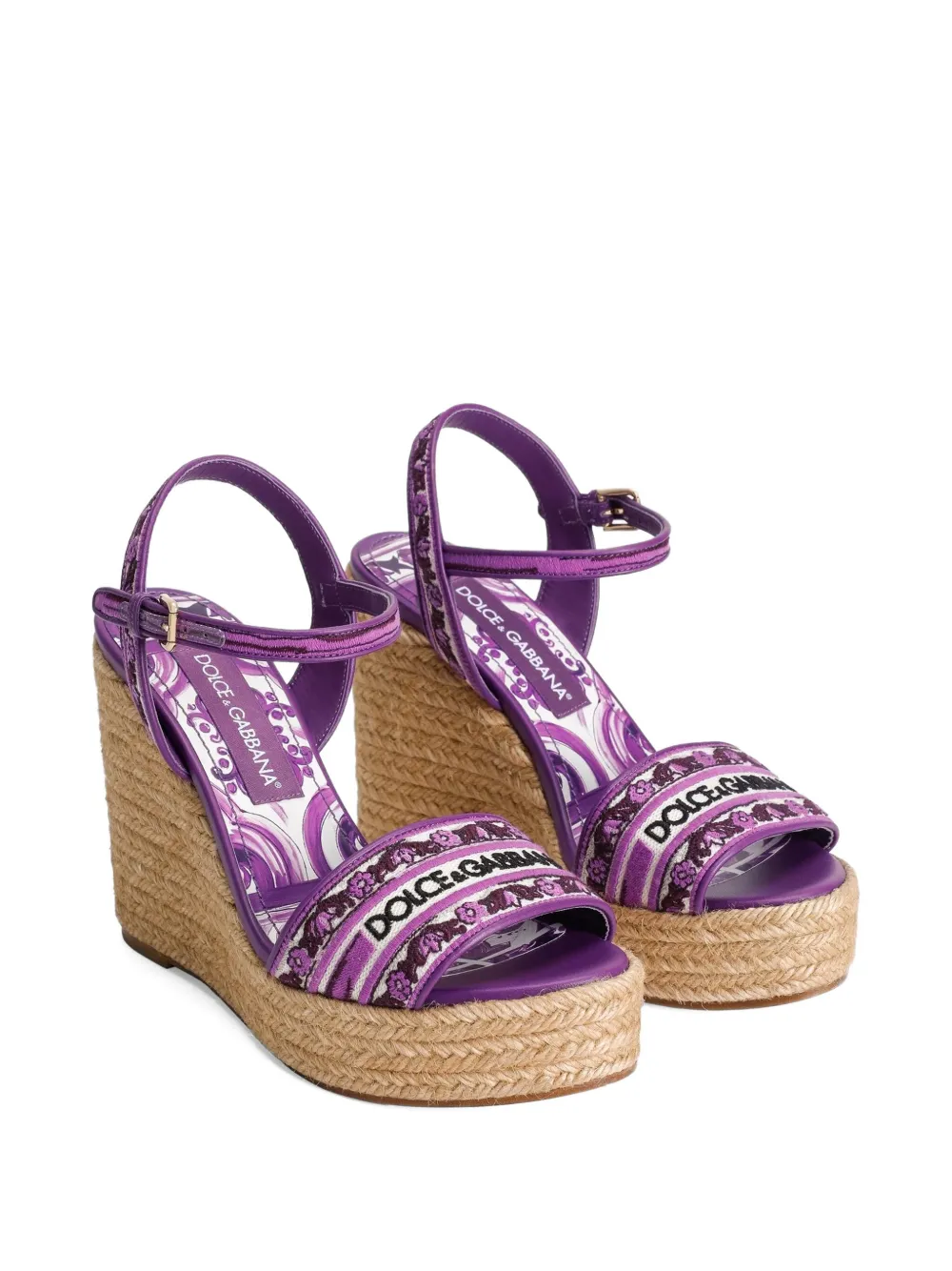 Dolce 
Gabbana 90mm Maiolica-print sandals Purple