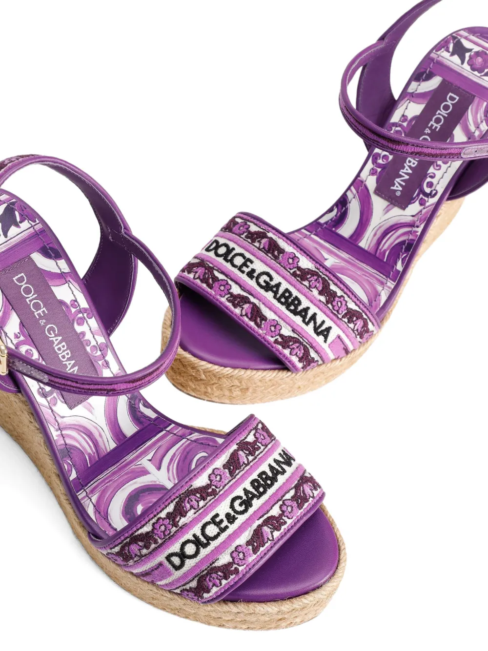 Dolce 
Gabbana 90mm Maiolica-print sandals Purple