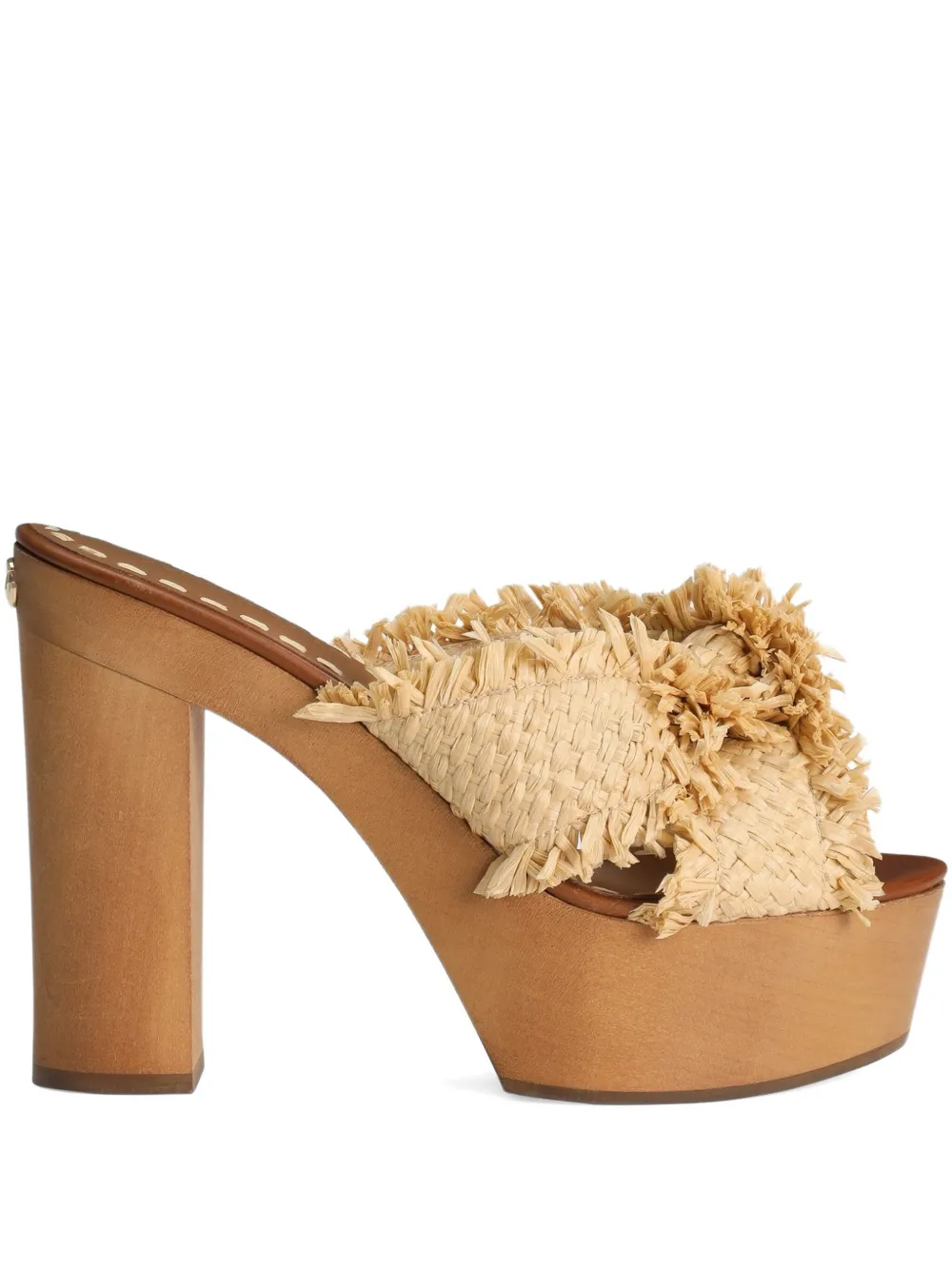Dolce & Gabbana 130mm frayed-detail sandals Neutrals