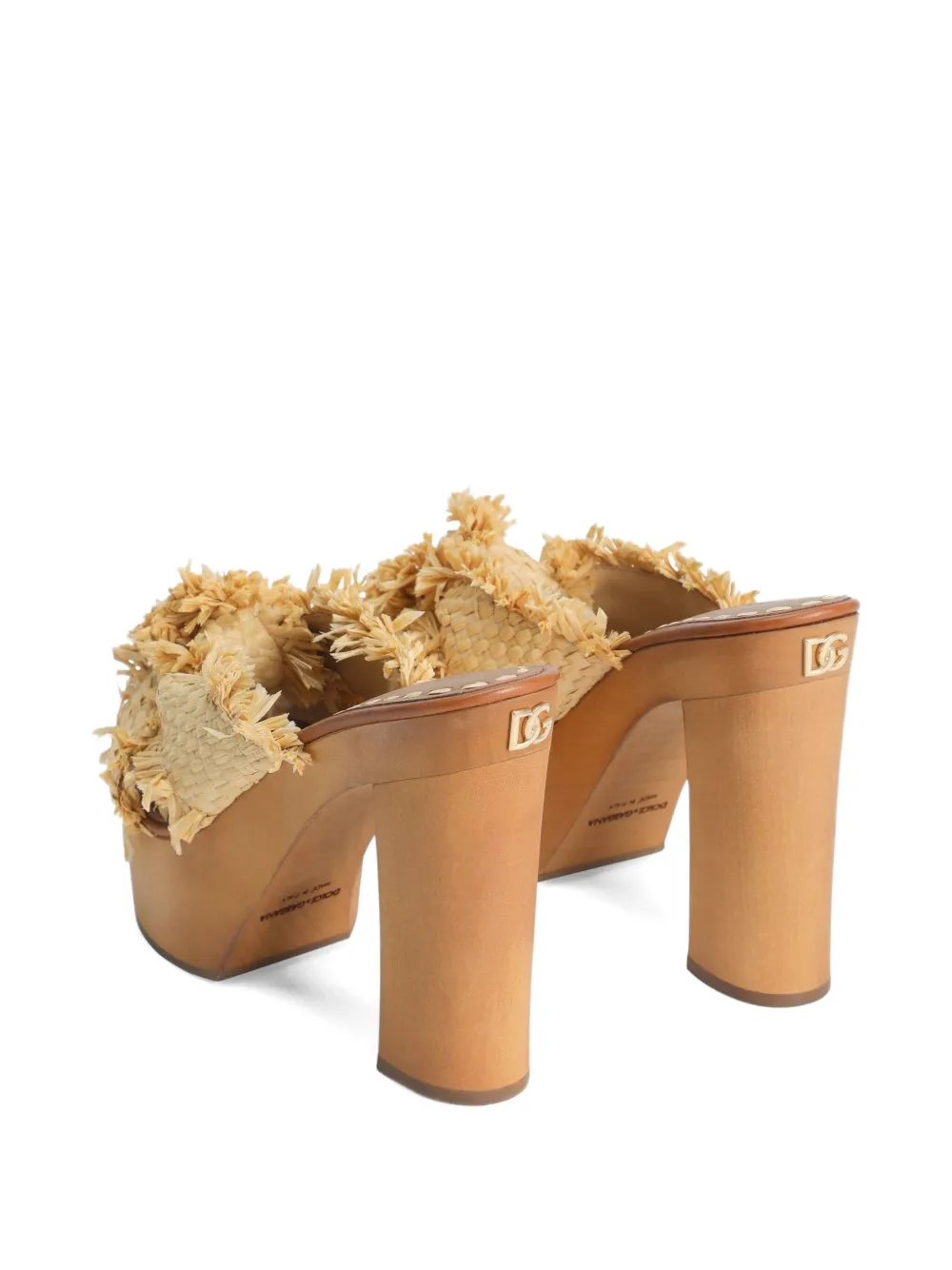 Dolce & Gabbana 130mm frayed-detail sandals Neutrals