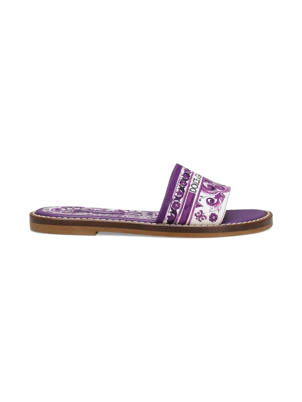 Dolce & Gabbana Kids Majolica-print slides Purple