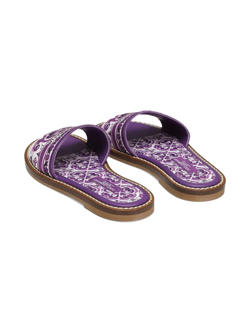 Dolce & Gabbana Kids Majolica-print slides Purple