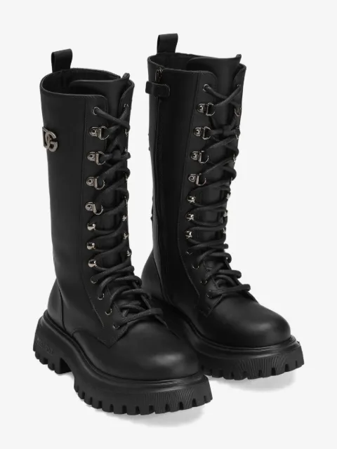Dolce & Gabbana Kids logo-plaque lace-up boots