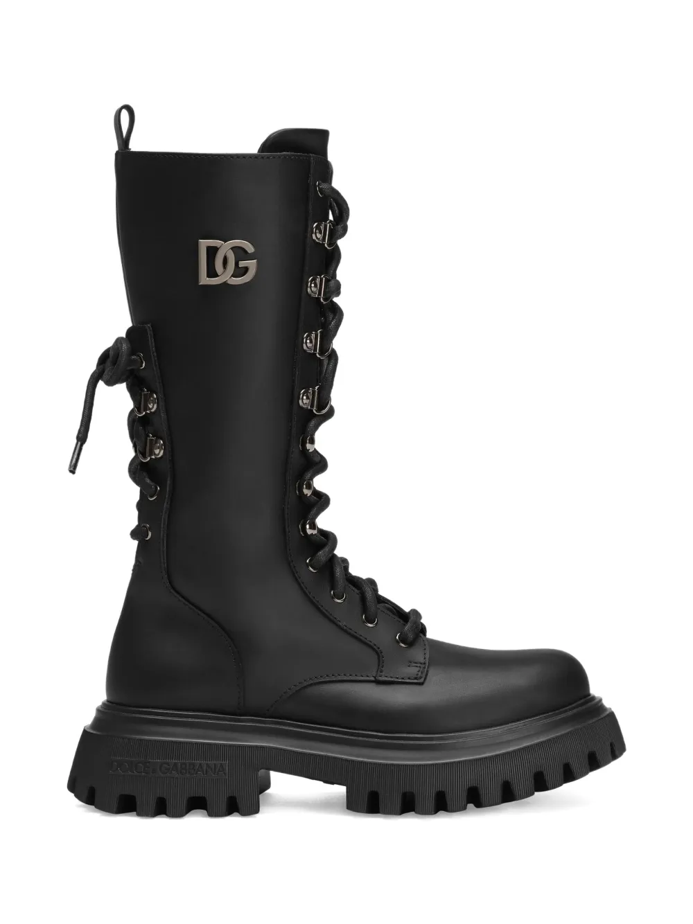 Dolce & Gabbana Kids logo-plaque lace-up boots Black