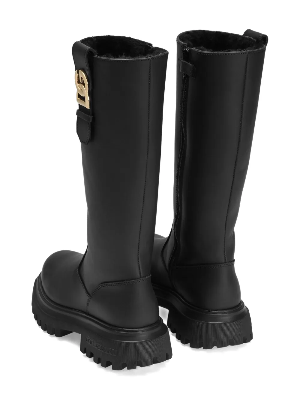 Dolce & Gabbana Kids logo-plaque boots Black