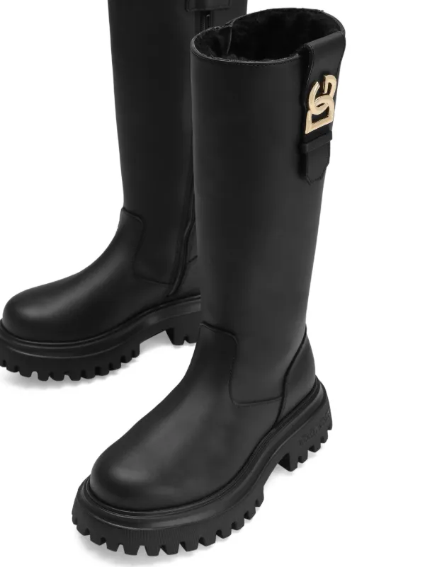 Dolce & Gabbana Kids logo-plaque Boots | Black | FARFETCH TR