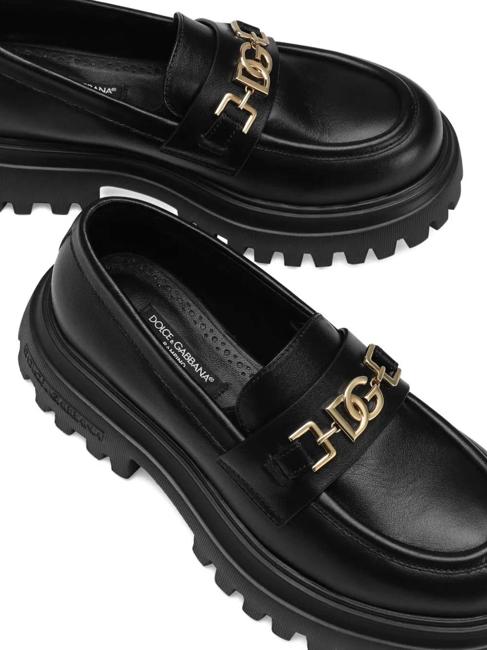 Dolce & Gabbana Kids chunky-sole leather loafers Black