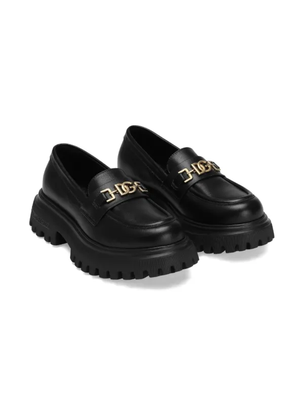 Dolce & Gabbana Kids chunky-sole Leather Loafers | Black | FARFETCH