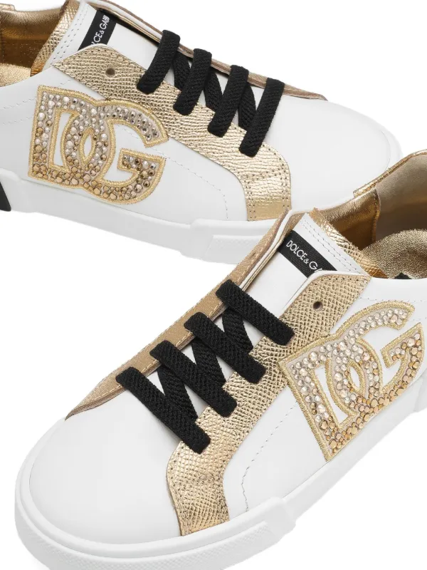 Dolce & Gabbana Kids crystal-embellished Logo Sneakers | White
