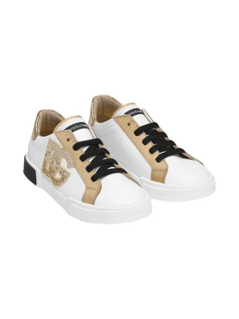 Dolce & Gabbana Kids tenis con detalles de cristal y logo