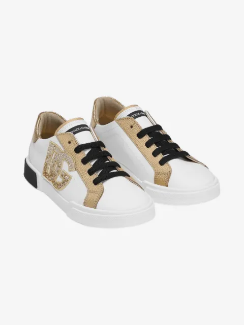 Dolce & Gabbana Kids tenis con detalles de cristal y logo