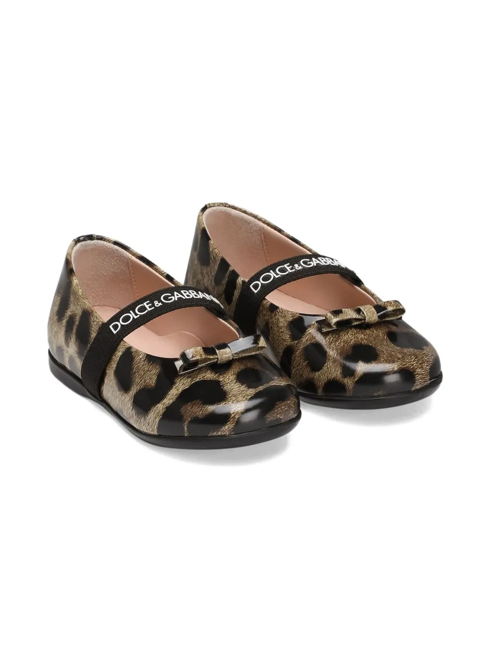 Dolce & Gabbana Kids leopard-print bow ballerinas Brown
