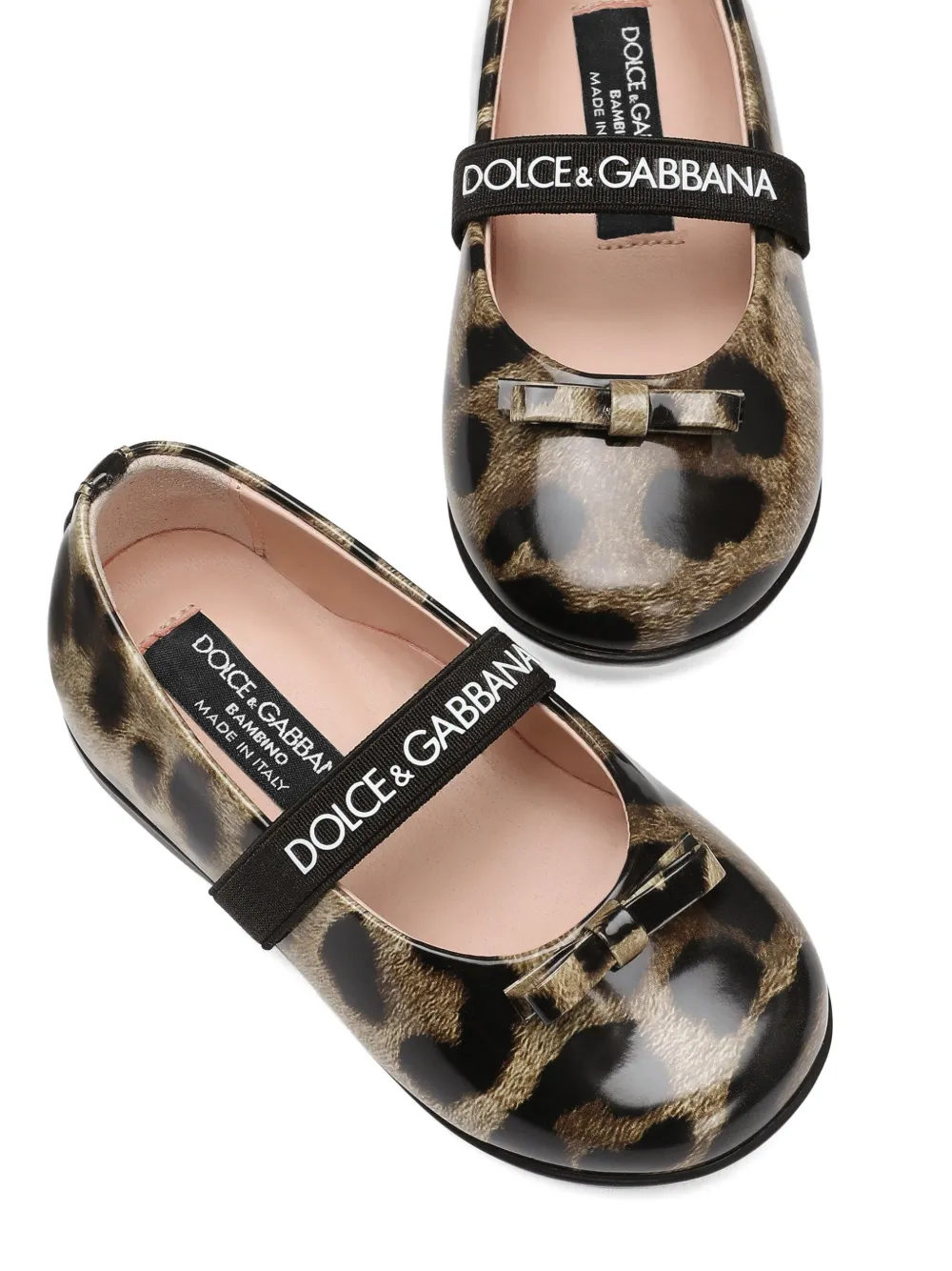 Dolce & Gabbana Kids leopard-print bow ballerinas Brown