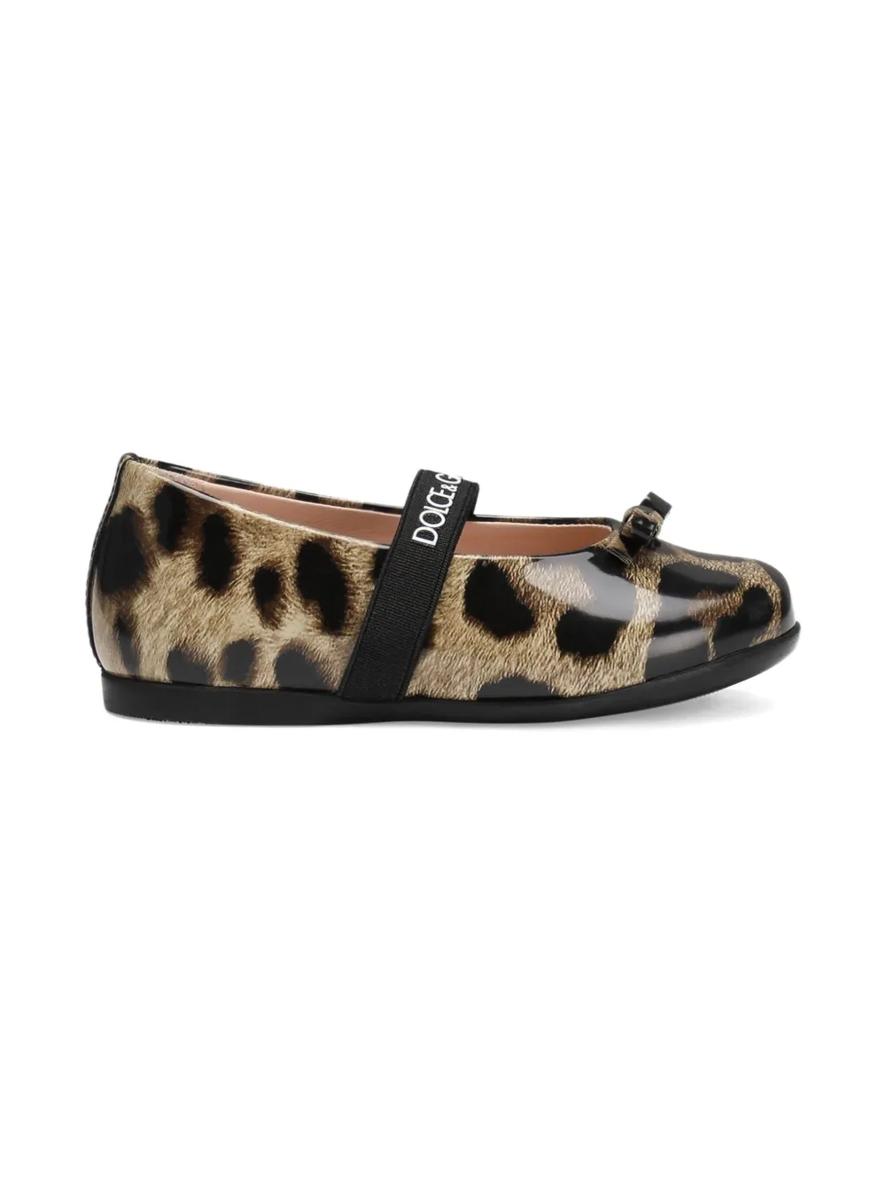 Dolce & Gabbana Kids leopard-print bow ballerinas Brown