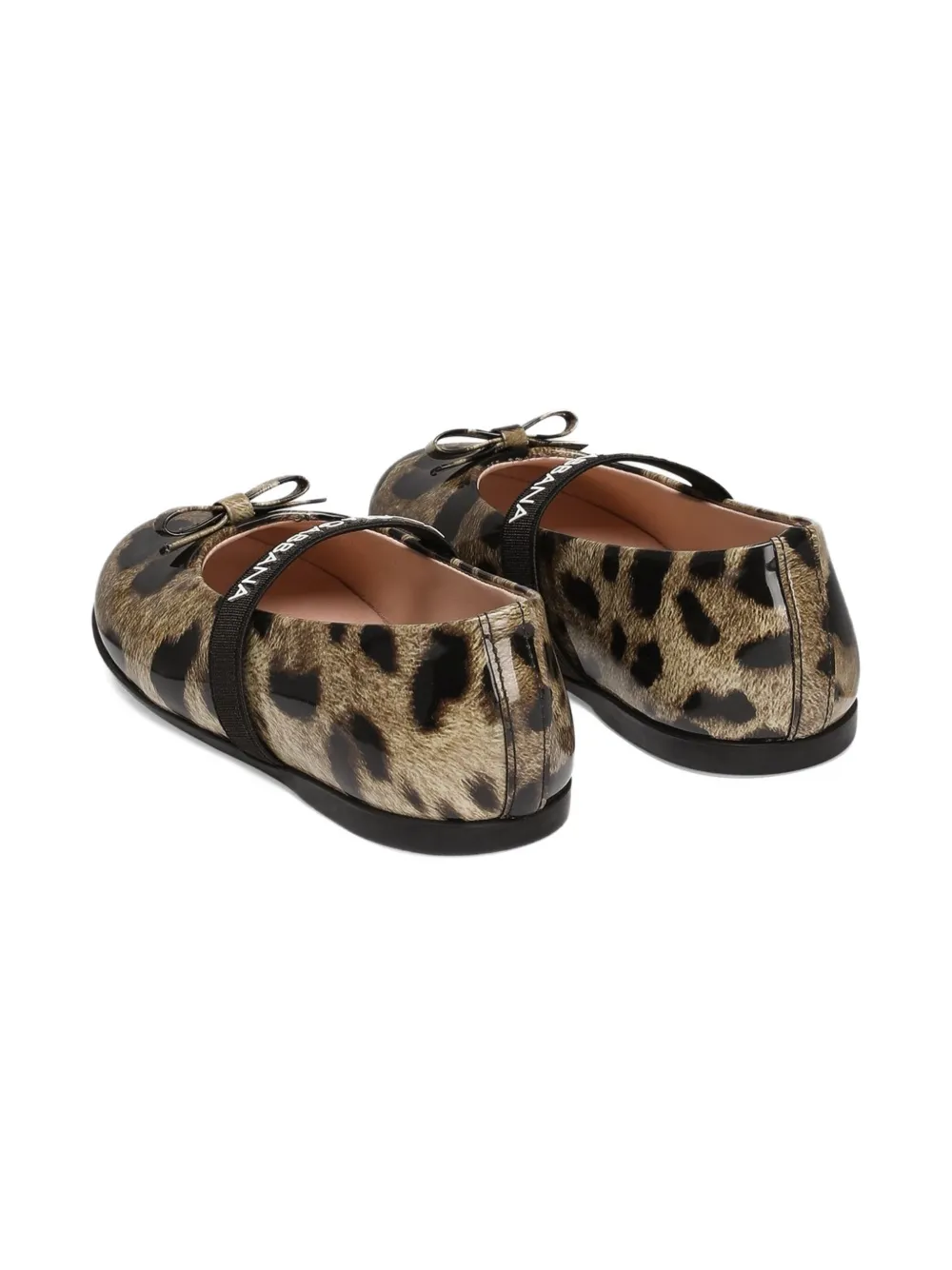 Dolce & Gabbana Kids leopard-print bow ballerinas Brown