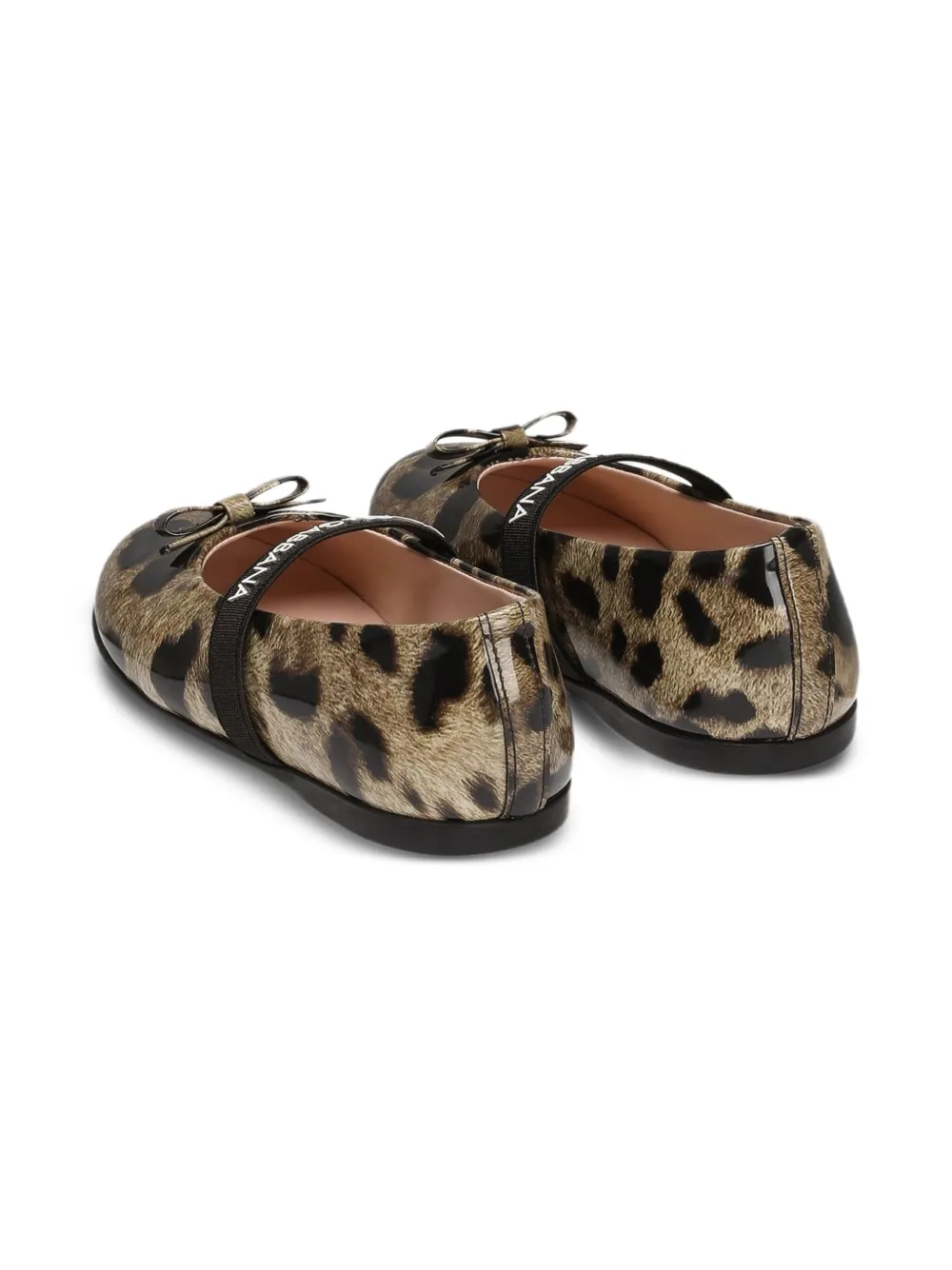 Dolce & Gabbana Kids leopard-print bow ballerinas Brown