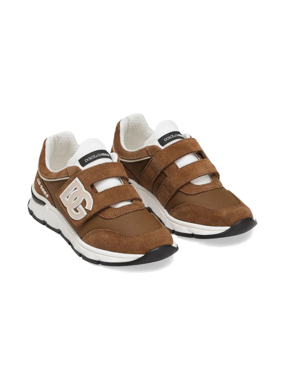 Dolce & Gabbana Kids DG Running logo-strap sneakers Brown