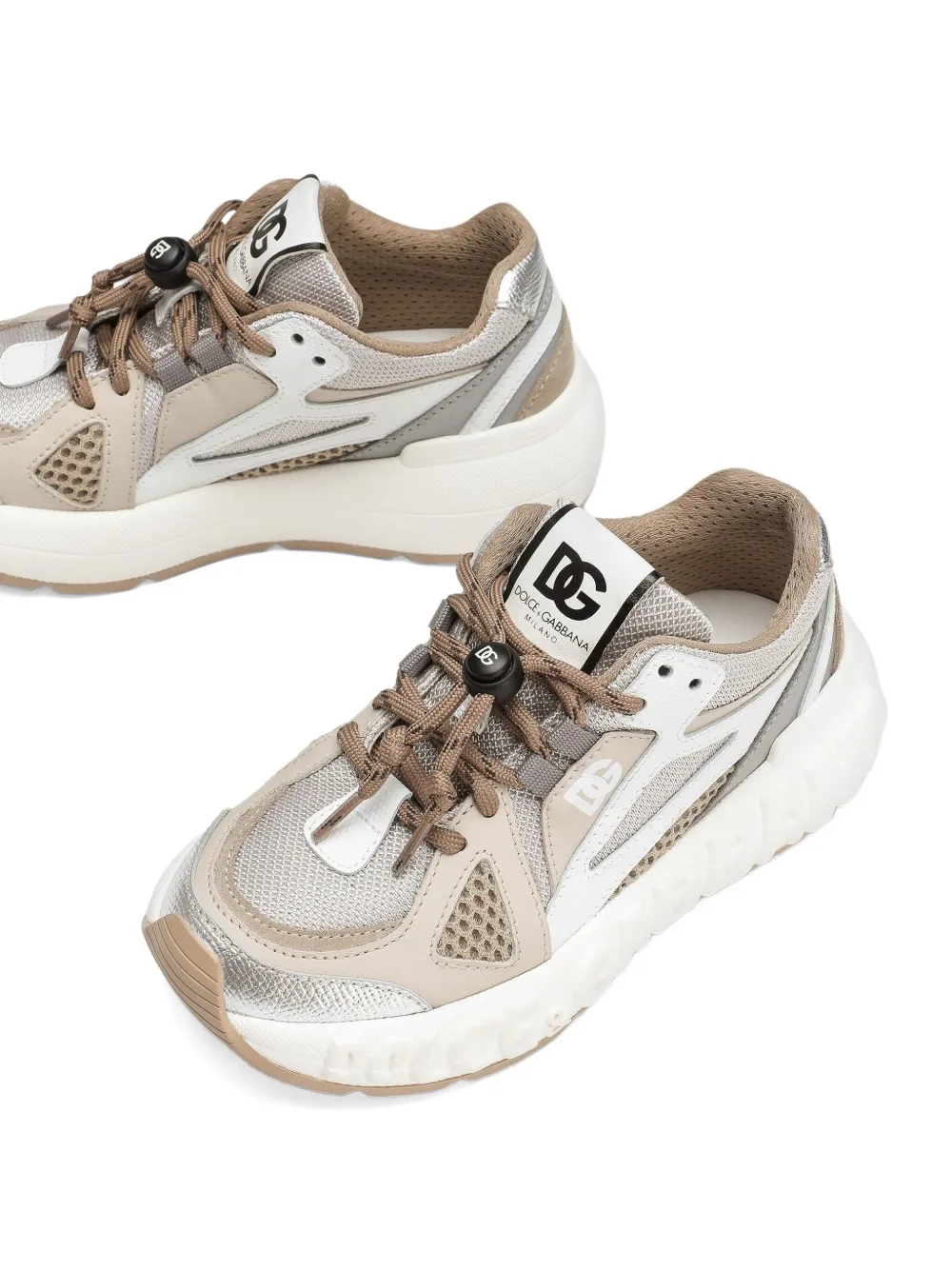 Dolce & Gabbana Kids mesh-panelled lace-up sneakers Neutrals