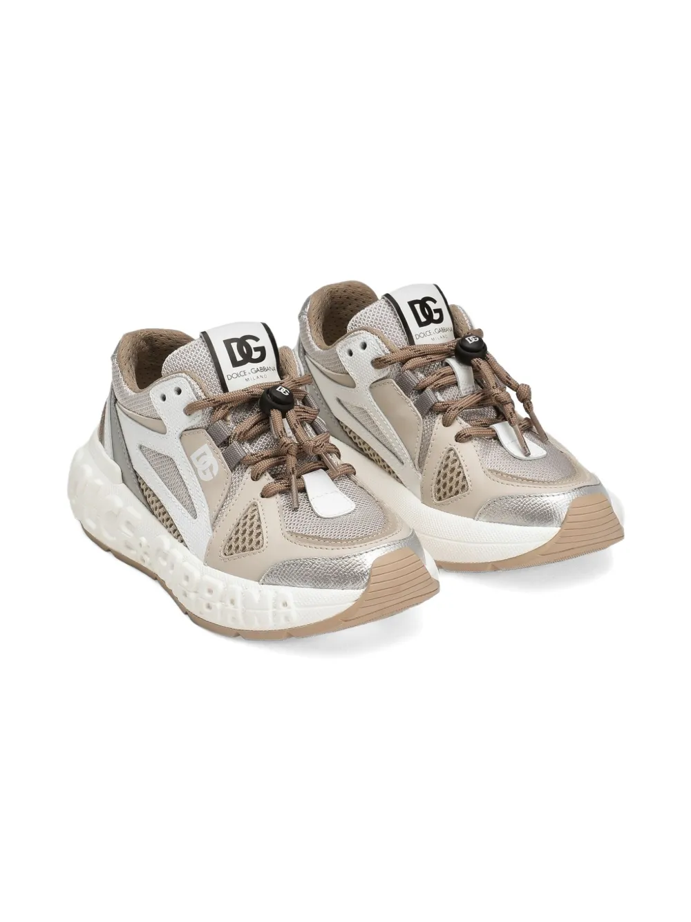 Dolce & Gabbana Kids mesh-panelled lace-up sneakers Neutrals