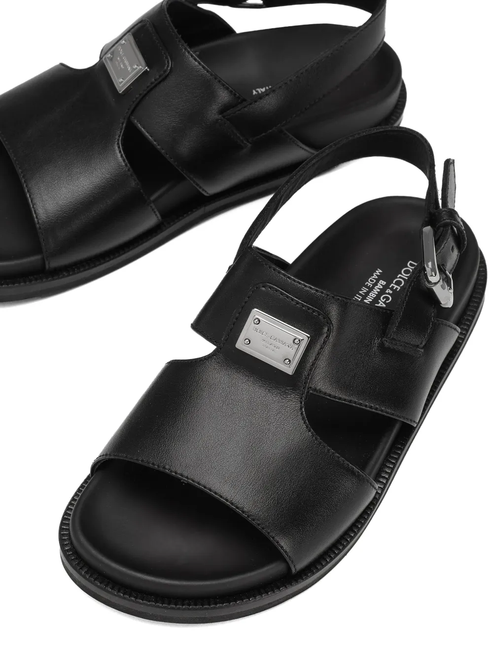 Dolce & Gabbana Kids logo-plaque sandals Black