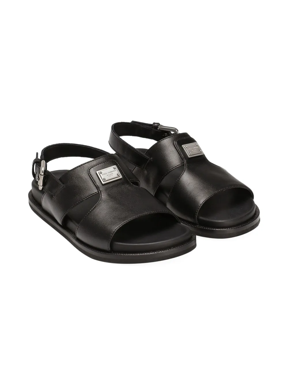Dolce & Gabbana Kids logo-plaque sandals Black