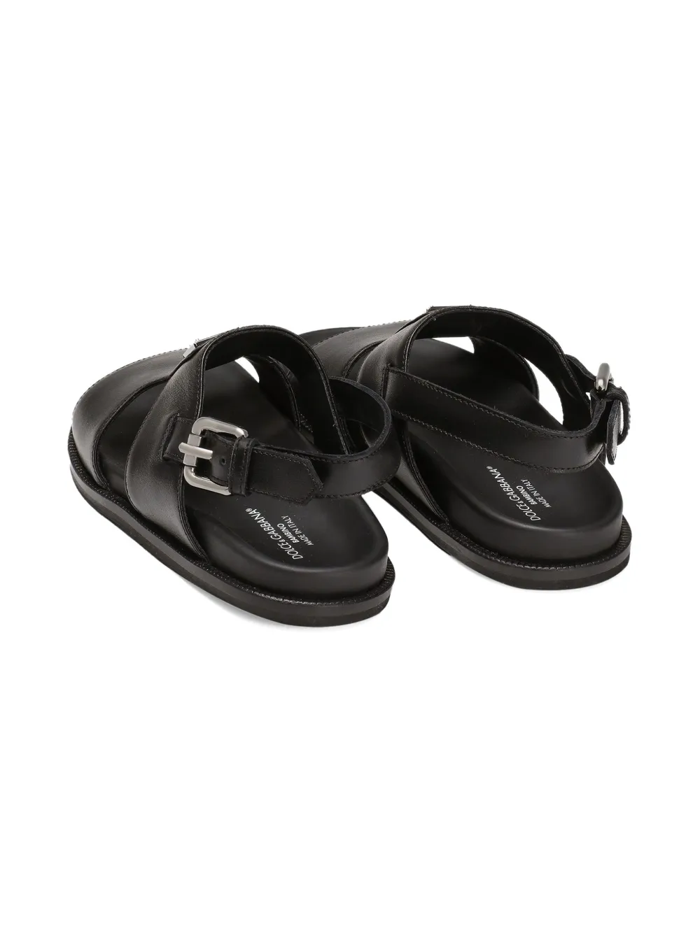 Dolce & Gabbana Kids logo-plaque sandals Black