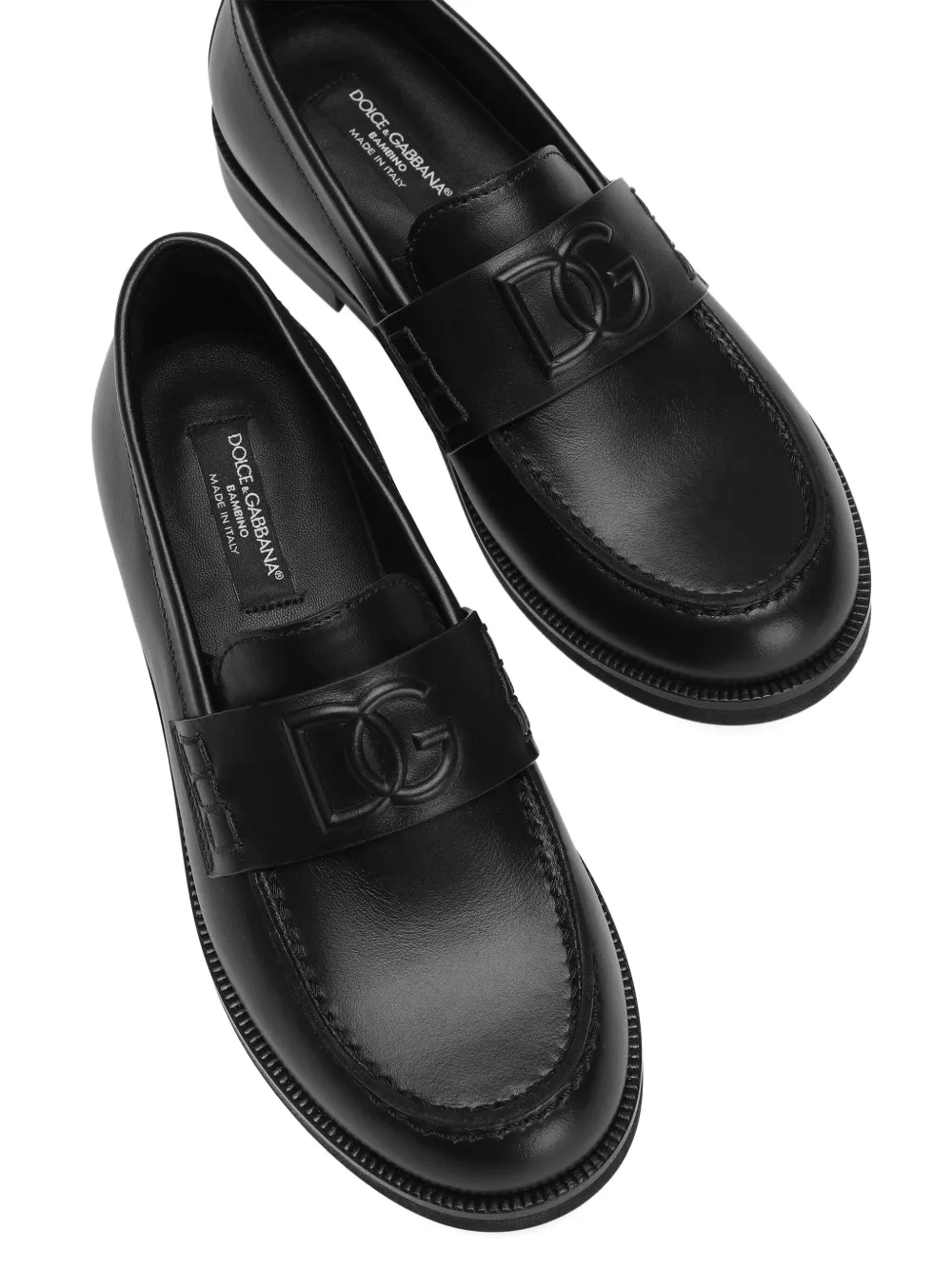 Dolce 
Gabbana Kids logo-plaque leather loafers Black