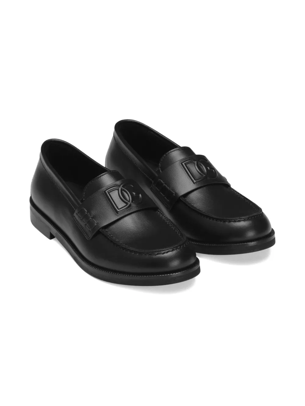 Dolce & Gabbana Kids logo-plaque leather loafers Black
