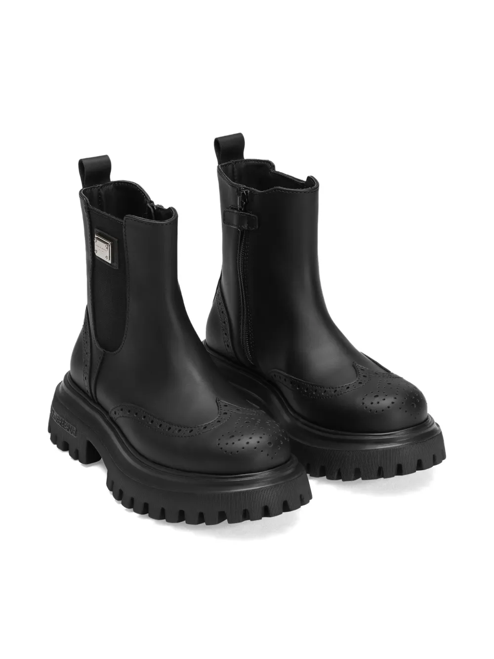 Dolce & Gabbana Kids brogue-detail Chelsea boots Black