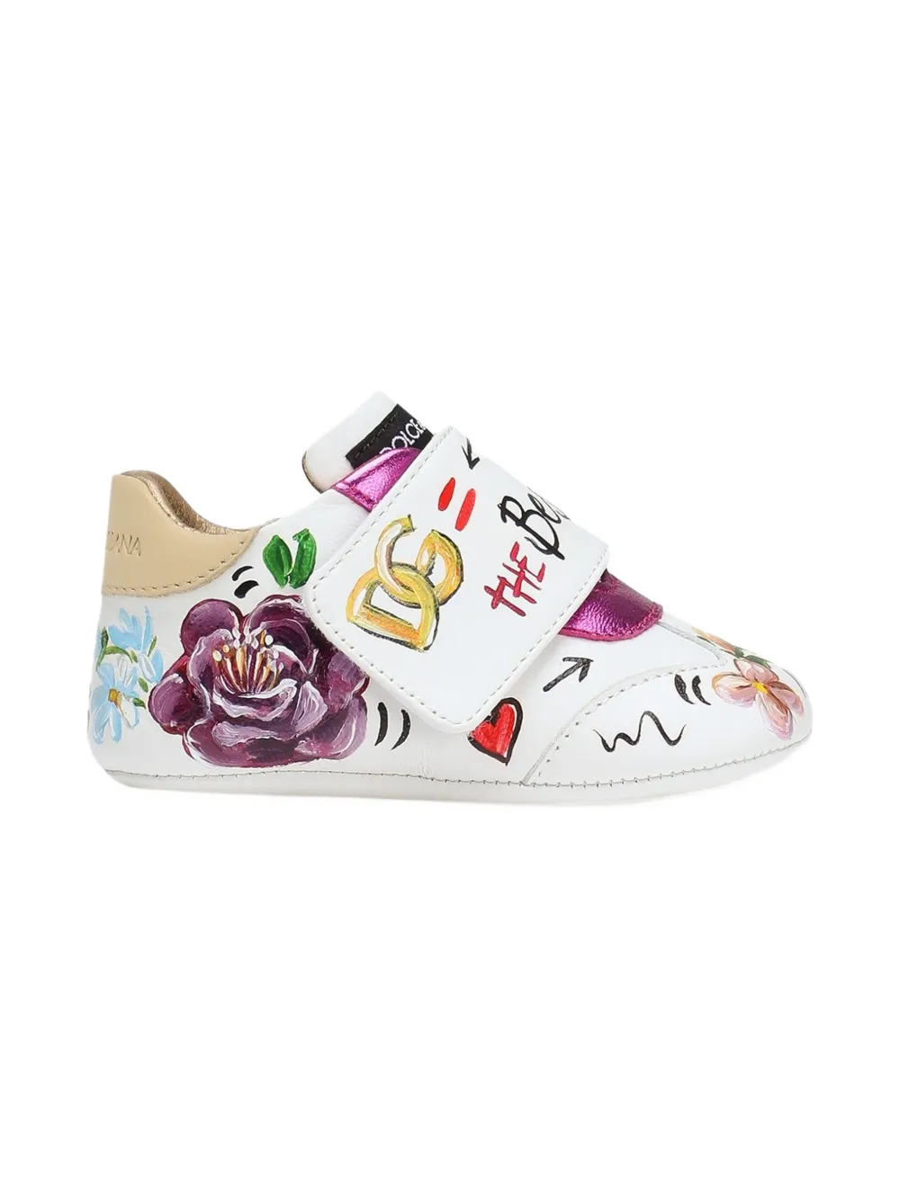 Dolce & Gabbana Kids logo-print leather pre-walkers White
