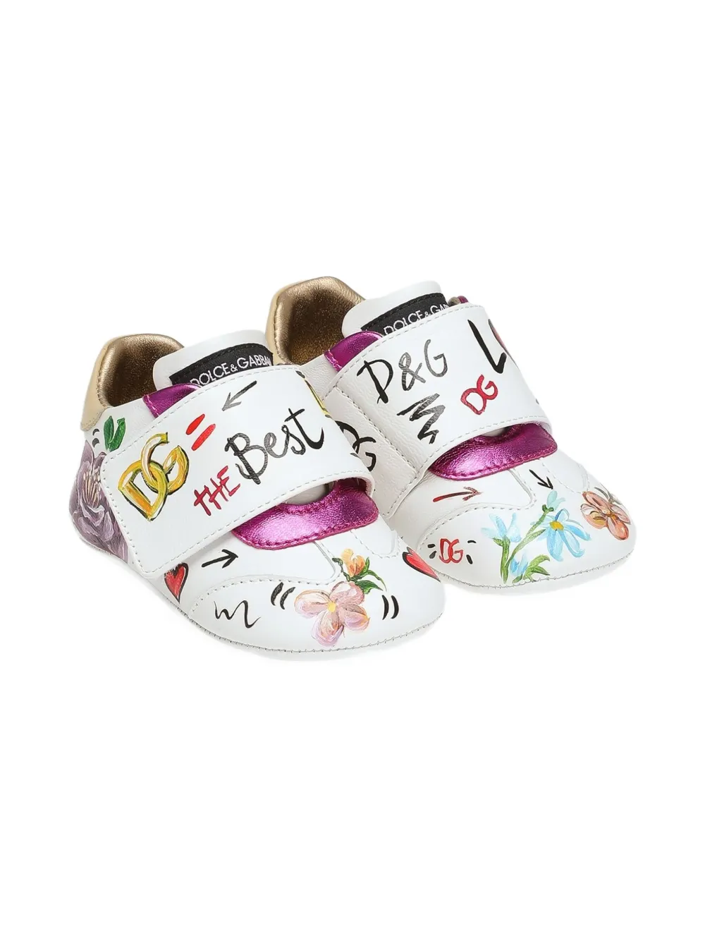Dolce & Gabbana Kids logo-print leather pre-walkers White