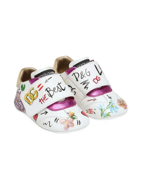 Dolce & Gabbana Kids logo-print leather pre-walkers