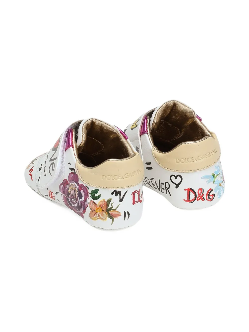 Dolce & Gabbana Kids logo-print leather pre-walkers White