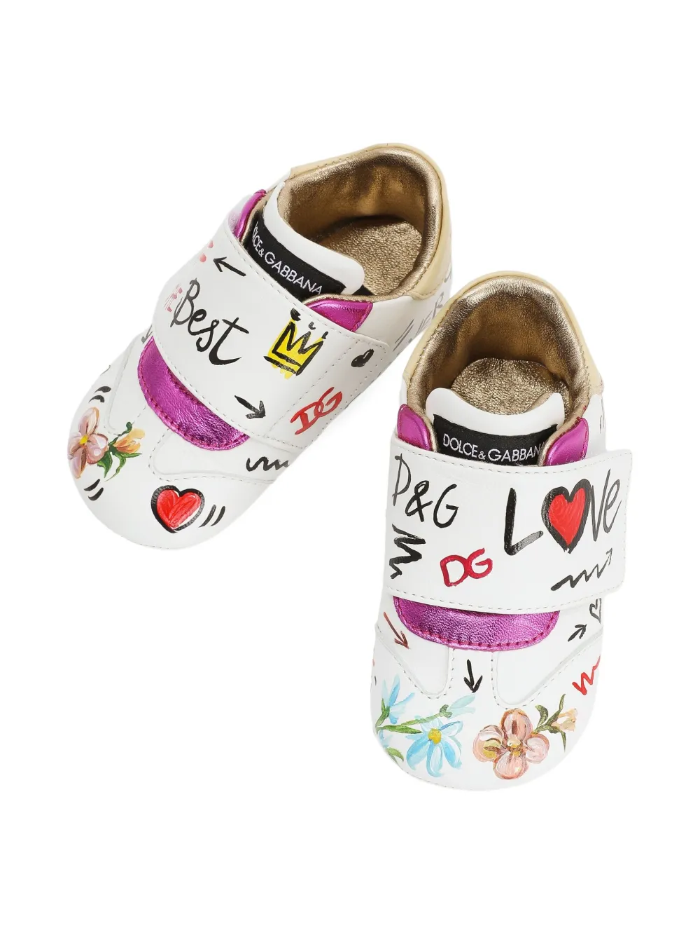 Dolce & Gabbana Kids logo-print leather pre-walkers White