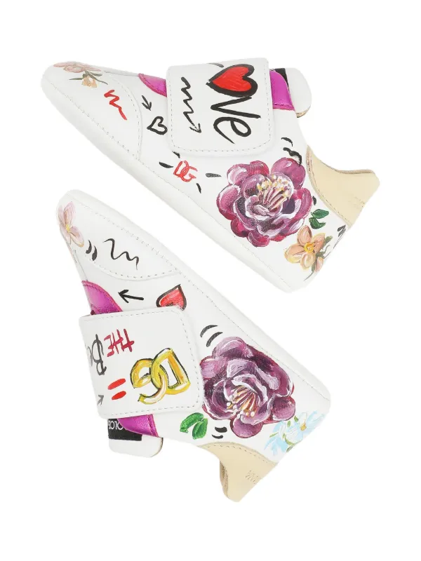 Dolce & Gabbana Kids logo-print Leather pre-walkers | White | FARFETCH