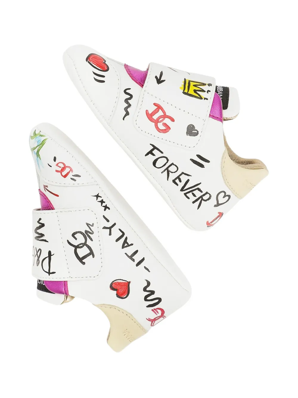 Dolce & Gabbana Kids logo-print Leather pre-walkers | White | FARFETCH