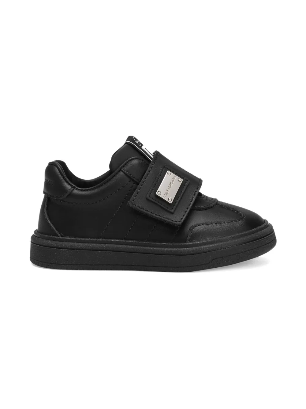 Dolce & Gabbana Kids' Panelled Leather Sneakers In Black