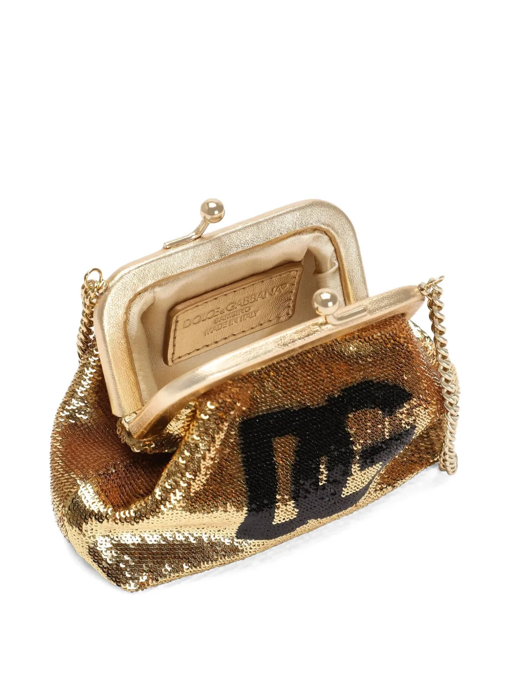  Dolce & Gabbana Kids Sequinned Chain-strap Purse - Yellow 