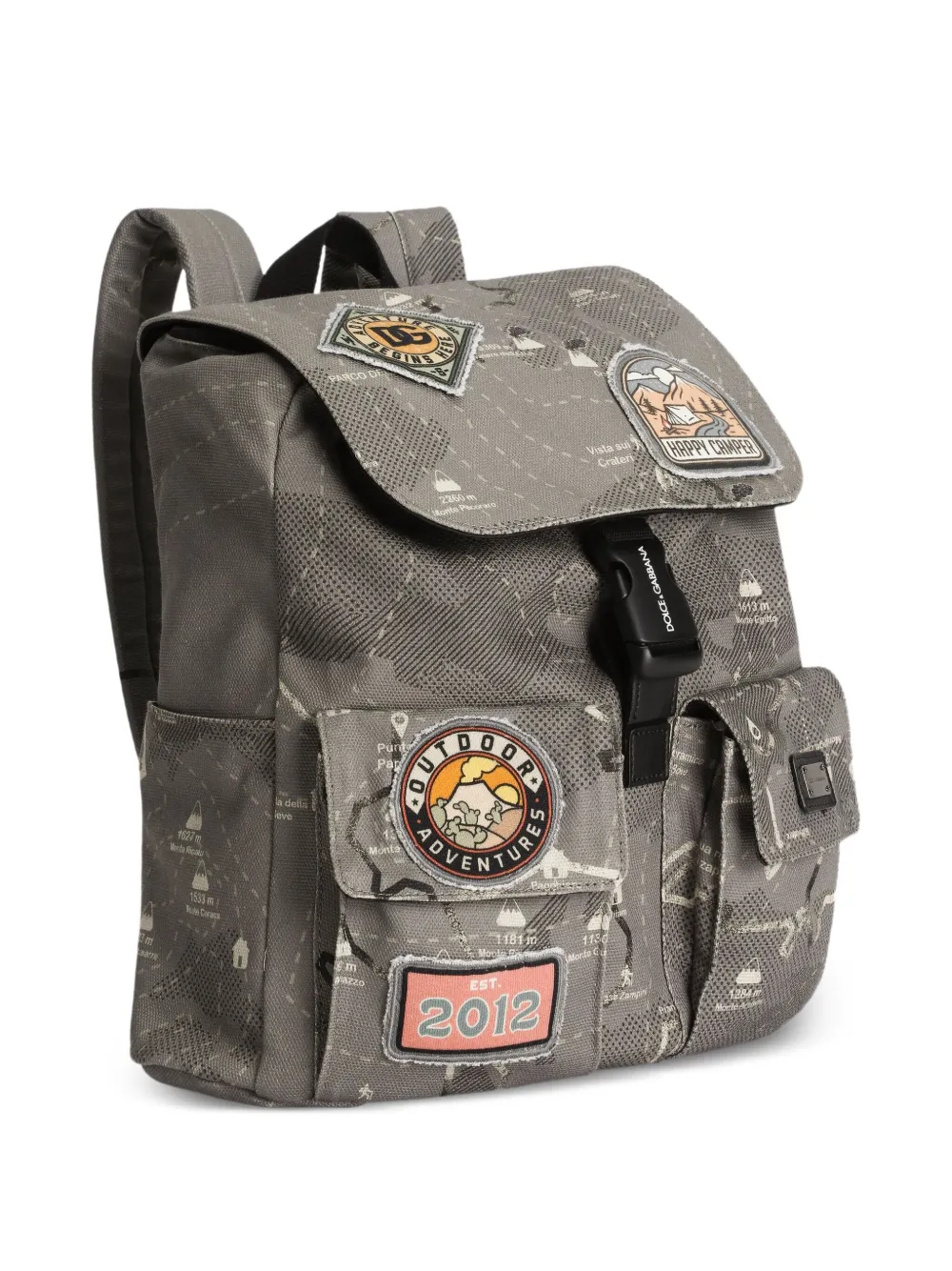 Dolce & Gabbana Kids Rugzak met patchdetail en print Grijs