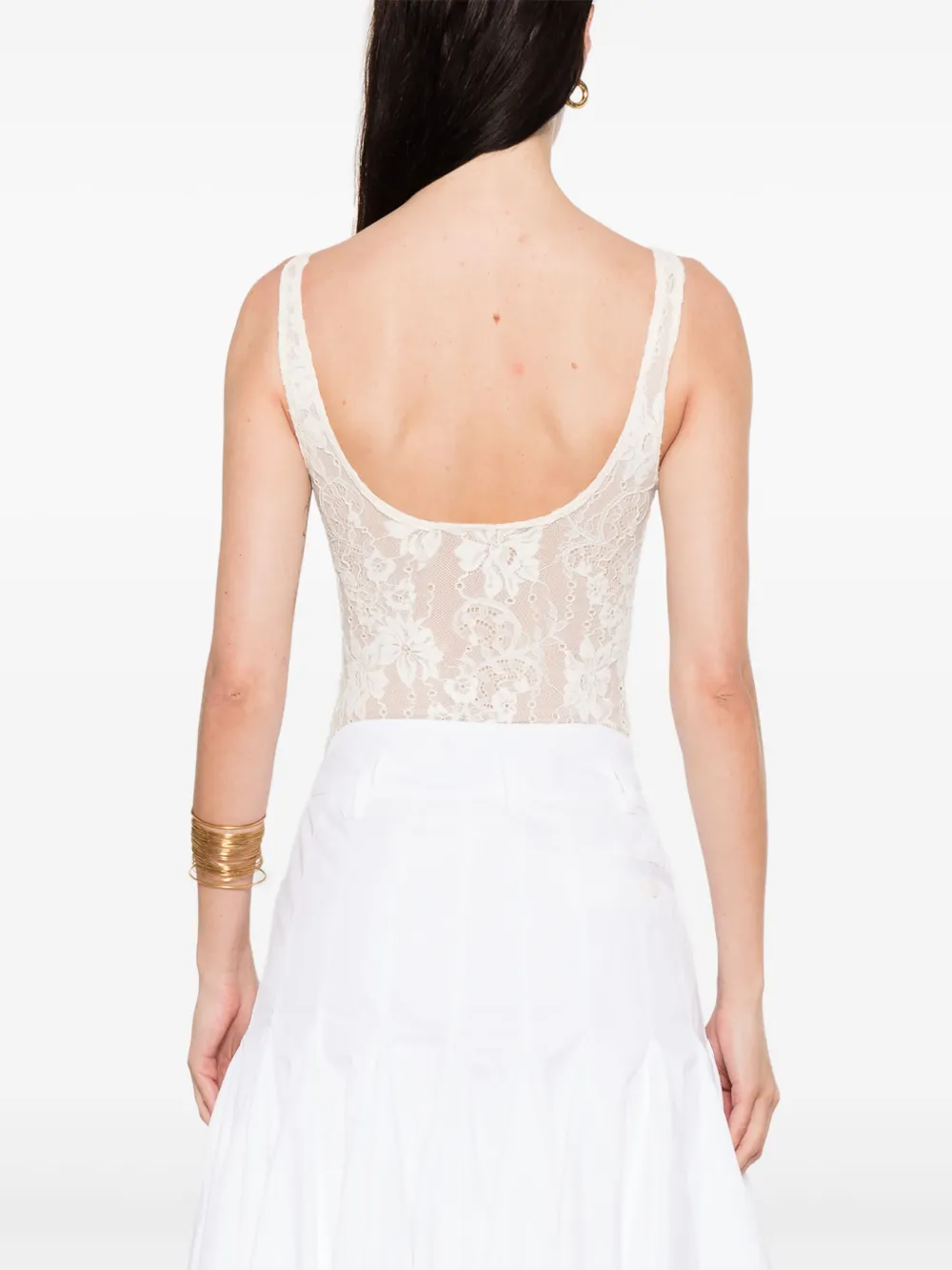 ZIMMERMANN Kanten body met diepe ronde hals Beige