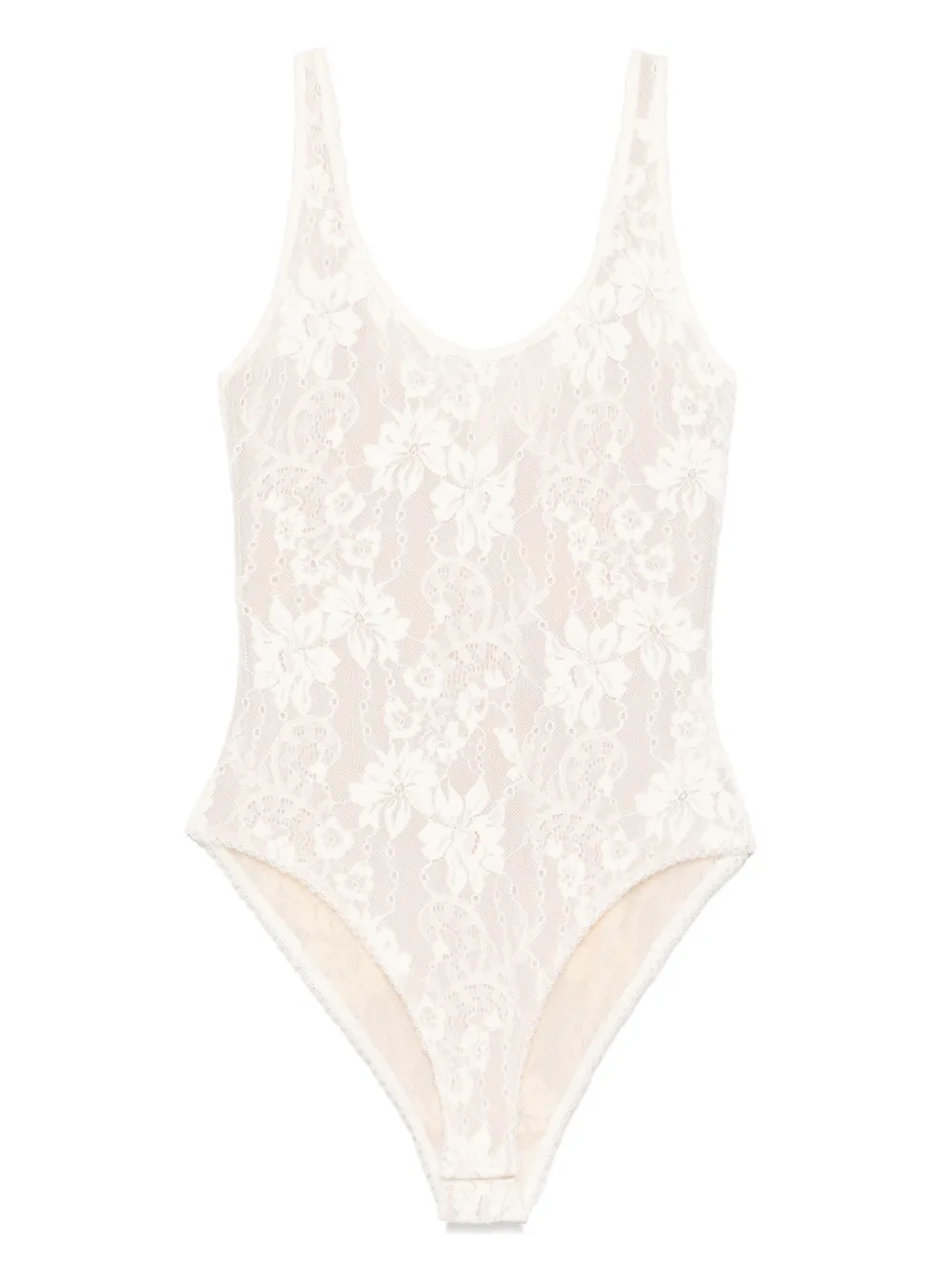 ZIMMERMANN Kanten body met diepe ronde hals Beige