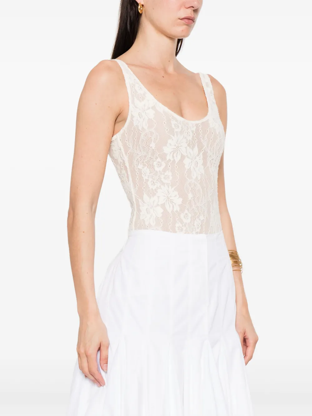 ZIMMERMANN Kanten body met diepe ronde hals Beige