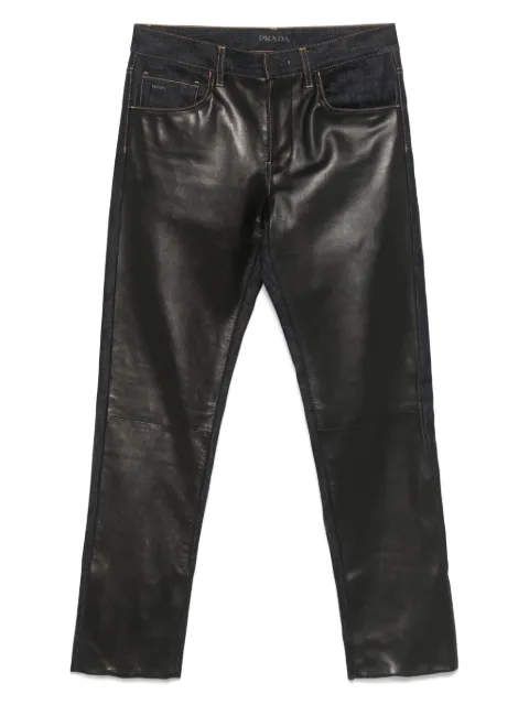 Prada Pre-Owned 2010s leather-panelled jeans