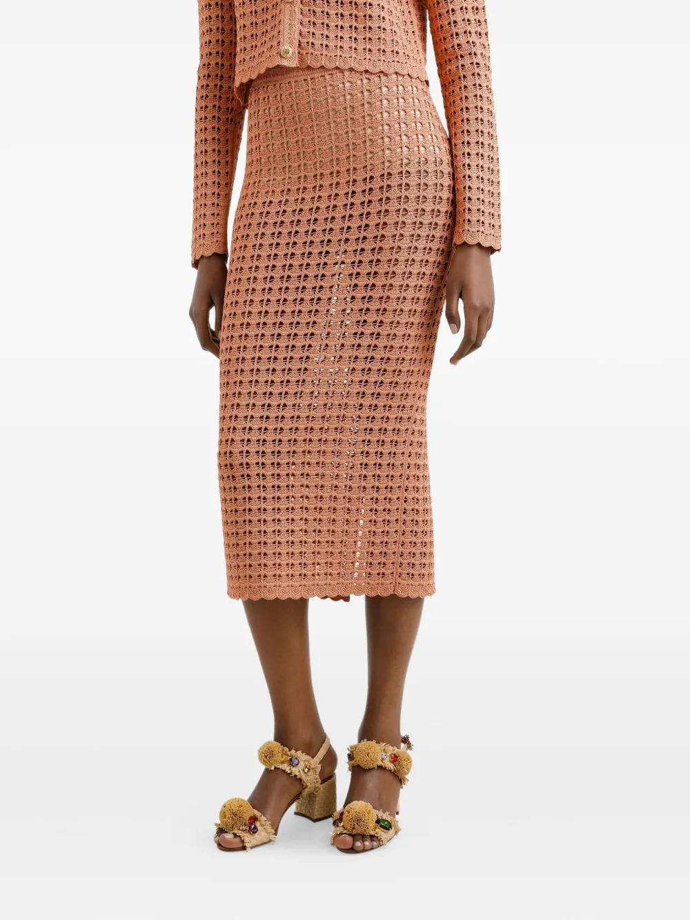 Dolce & Gabbana Gehaakte midi-rok Beige