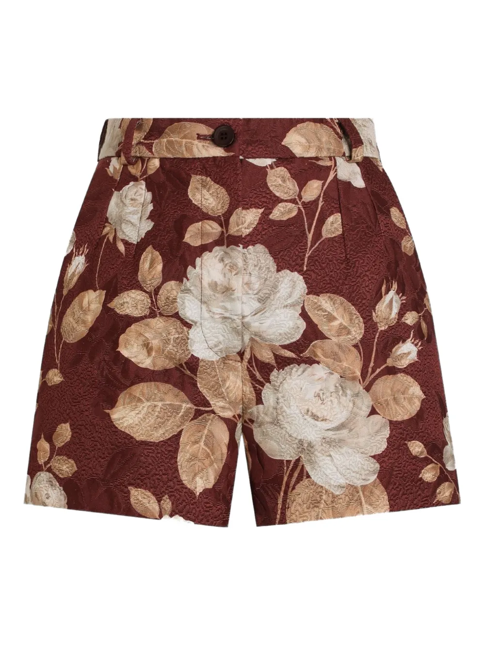 Dolce & Gabbana Rose-print Brocade Shorts In Red